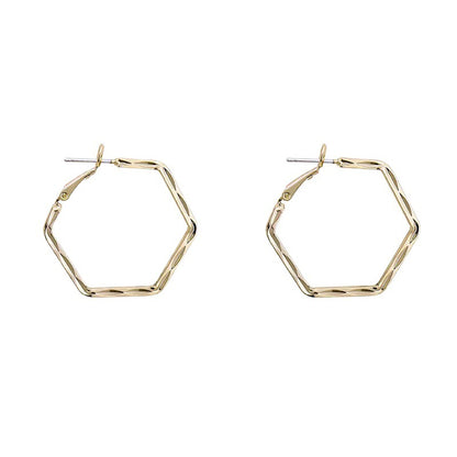 S925 Silver Geometric Hexagonal Circle Exaggerated Ear Clip