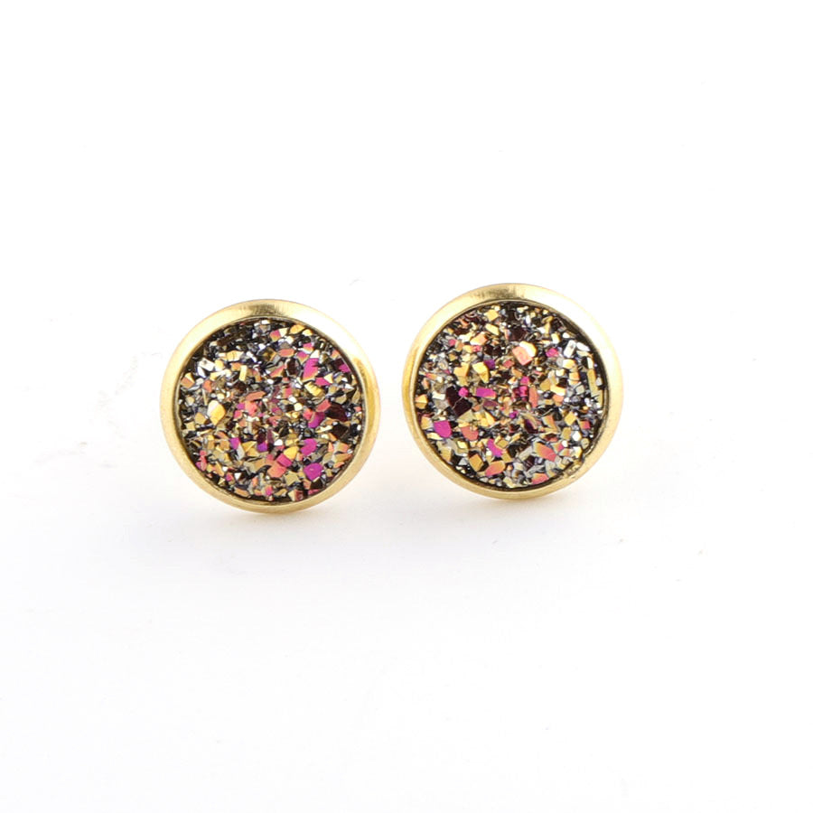 Starry Stainless Steel Water Plated Gold Stud Earrings