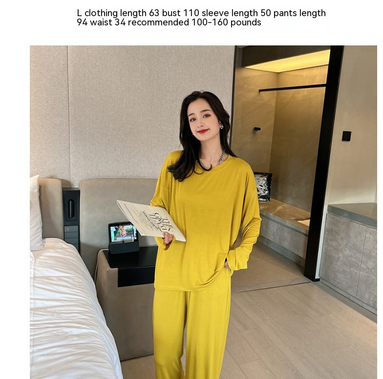 Pajamas Women's Round Neck Long Sleeve Thin Pullover Modal Home Wear Suit