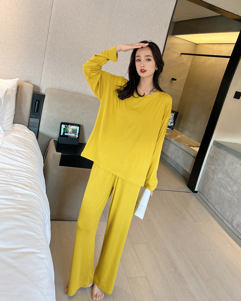 Pajamas Women's Round Neck Long Sleeve Thin Pullover Modal Home Wear Suit