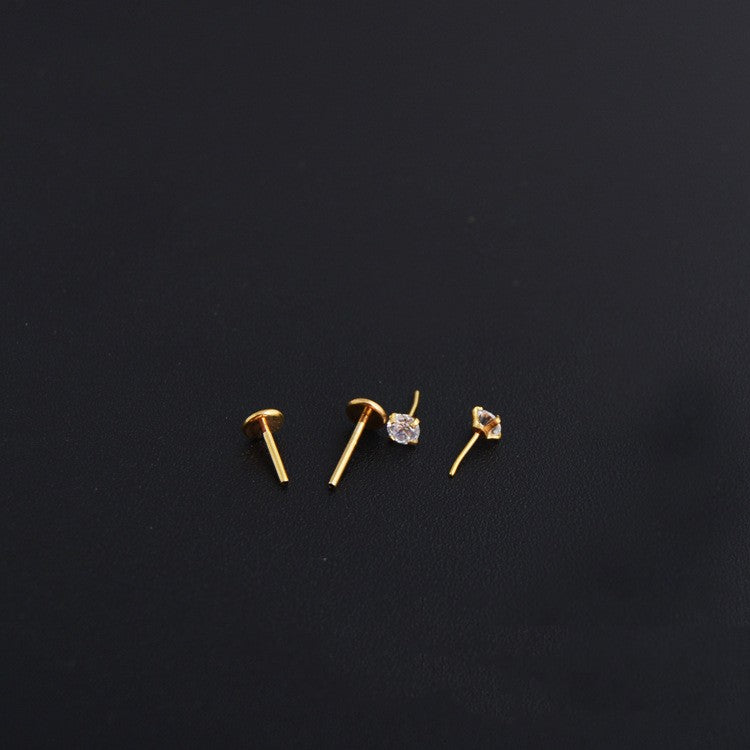 Round Four-claw Flat Ear Studs