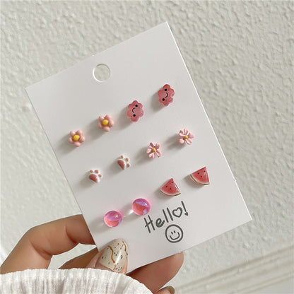 Women's Cute Sweet Sterling Silver Needle Stud Earrings