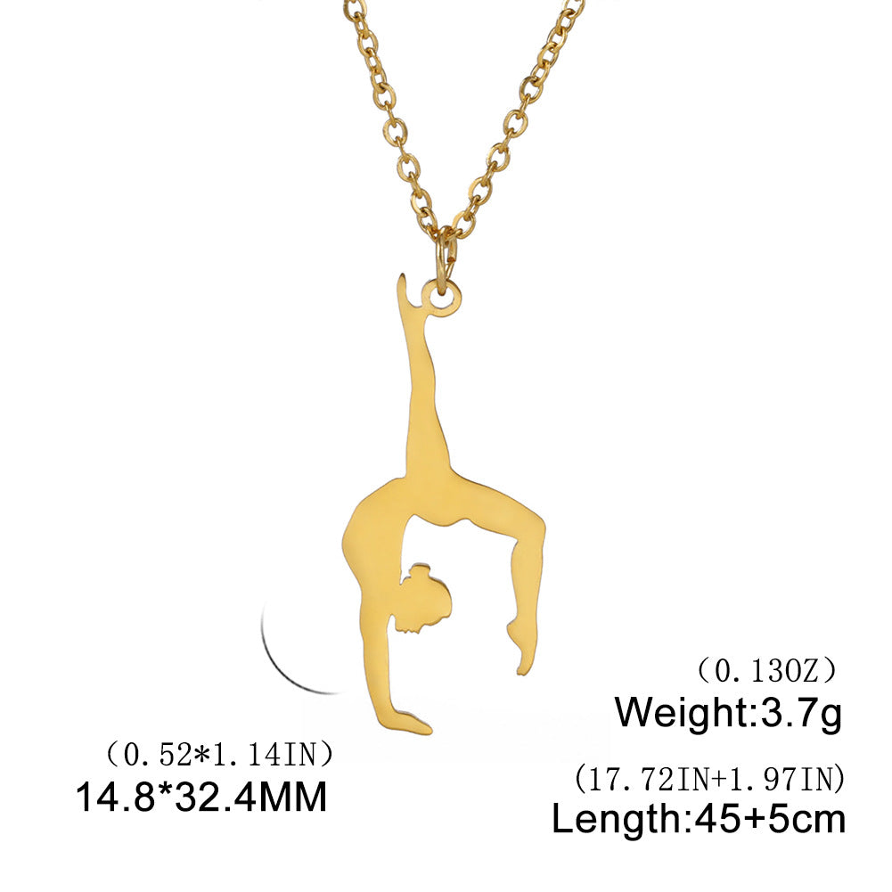 Gymnastics Shape Pendant Stainless Steel Necklace