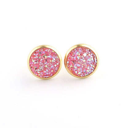 Starry Stainless Steel Water Plated Gold Stud Earrings