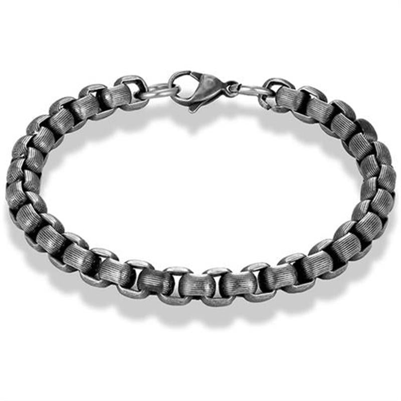 Stainless Steel Vintage Bracelet Men Black Cuban Chain