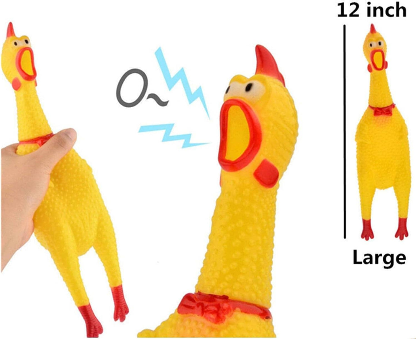 Tsyware - Screaming Chicken Toy Rubber Squawking Chicken Big 12-inch