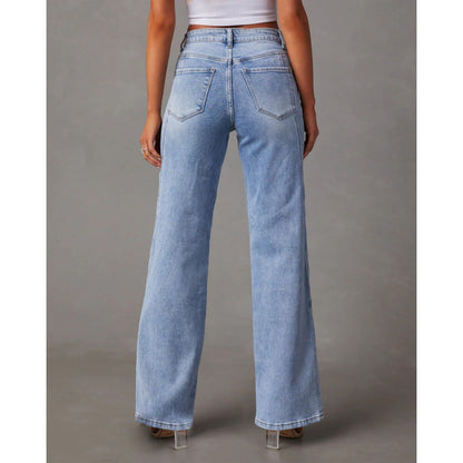 Casual Patchwork Women's Wide Leg Jeans