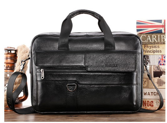 Leather Men's Briefcase Top Layer Cowhide Messenger Bag Large Capacity Single Shoulder Bag Business Multi-function