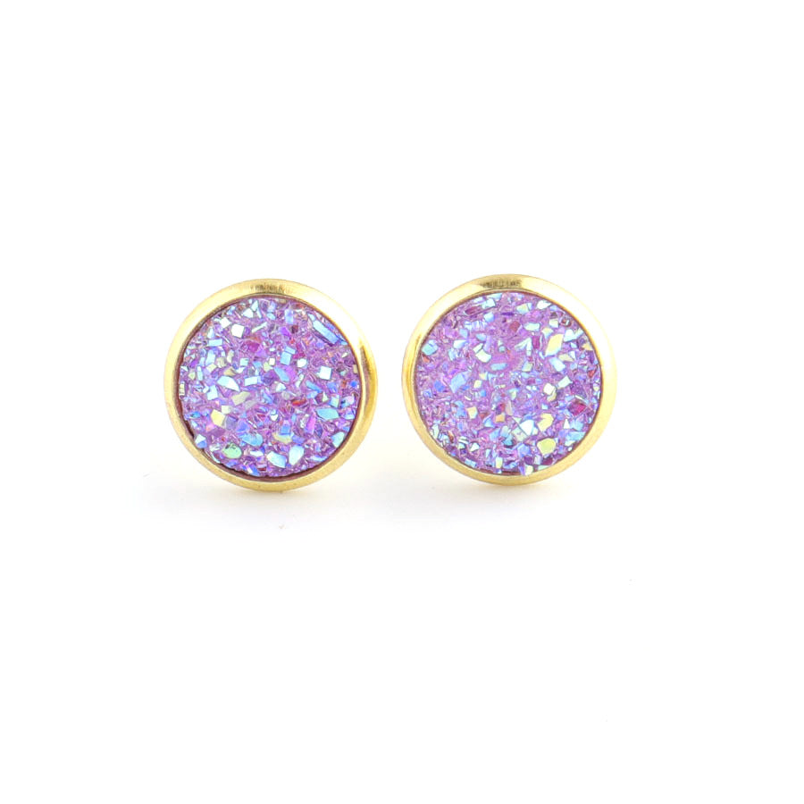 Starry Stainless Steel Water Plated Gold Stud Earrings