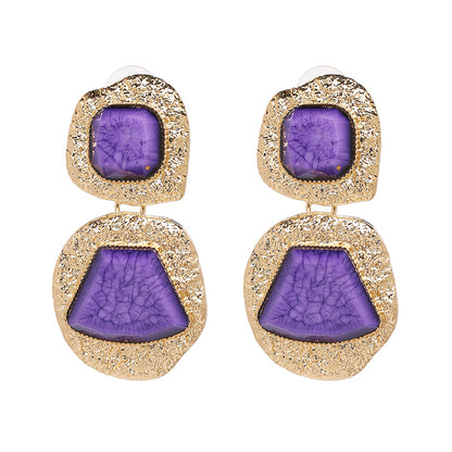 Personality Alloy Inlaid Jewel Earrings