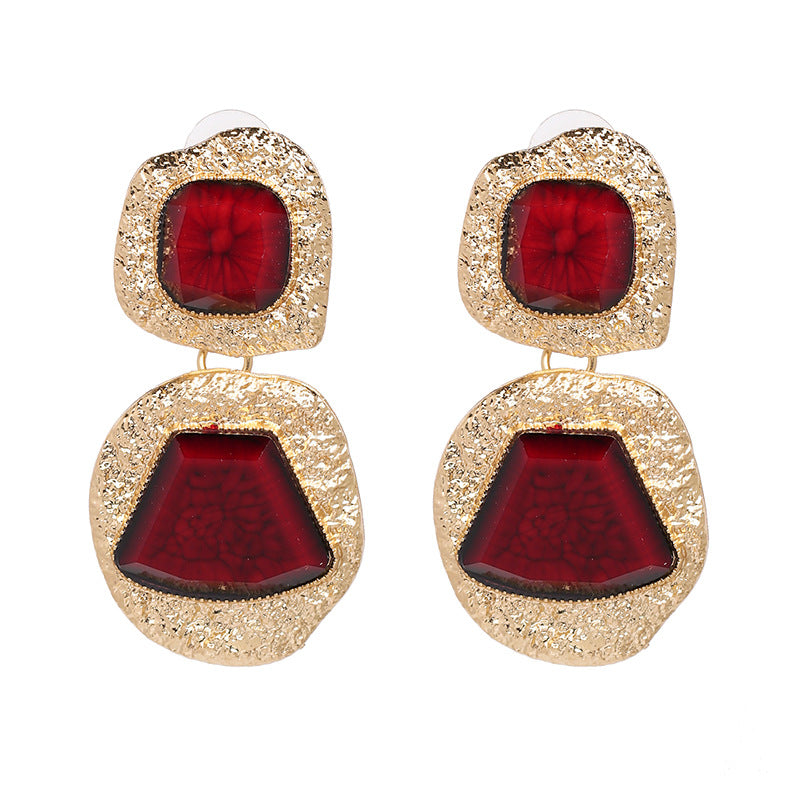 Personality Alloy Inlaid Jewel Earrings