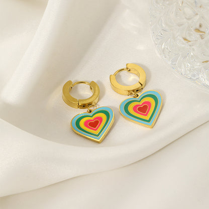 Fashionable Personalized All-match Stainless Steel Gold-plated Earrings