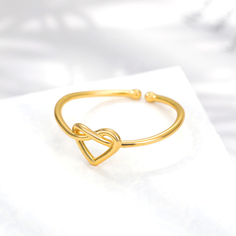 Stainless Steel Plated 18K Gold Love Heart-shaped Ring Female