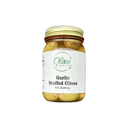 OLIVE THESE FOODS - Stuffed Olives:   Garlic  (16 FL OZ / 473 mL)