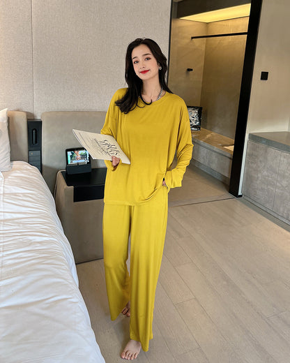 Pajamas Women's Round Neck Long Sleeve Thin Pullover Modal Home Wear Suit