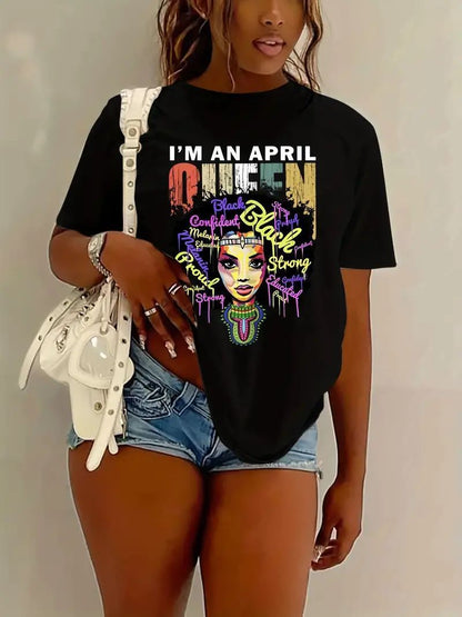 Black Girl Printed Short-sleeved T-shirt