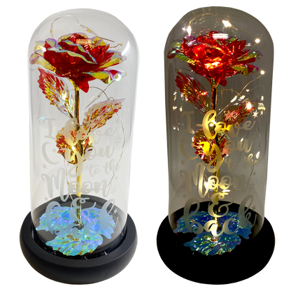 Novelty Closeout - Jumbo Light Up Rose Glass Dome Keepsake Assortment- 2/Pk
