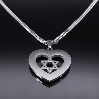 Six-pointed Star Stainless Steel Color Zircon Geometric Necklace