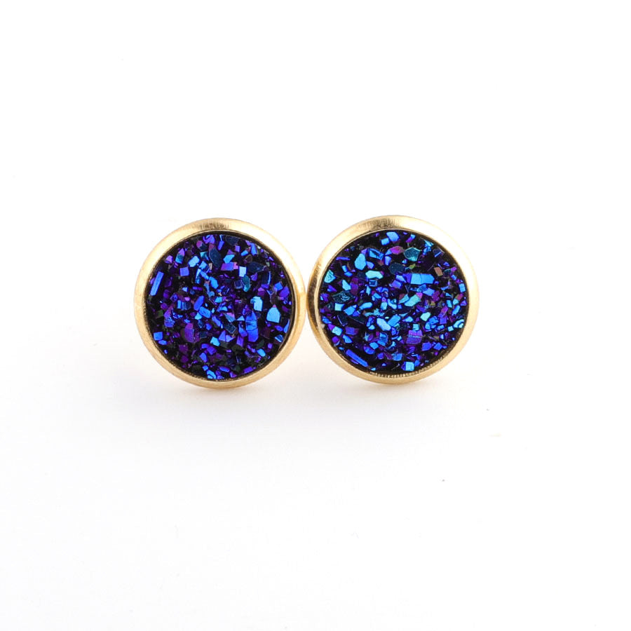 Starry Stainless Steel Water Plated Gold Stud Earrings