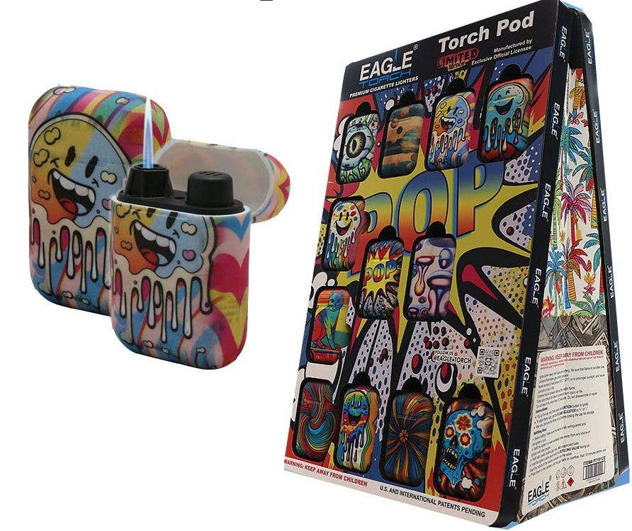 MFGRUS INC - Eagle Torch pod Pop lighters 24/ct display + 3 Free Bic Fav