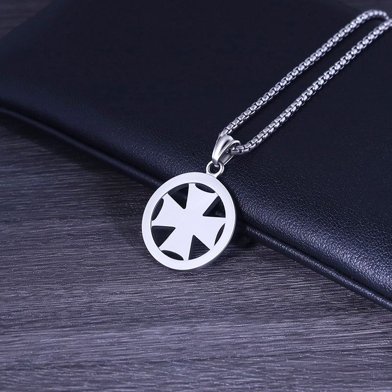 Ring Cross Titanium Steel Men's Necklace