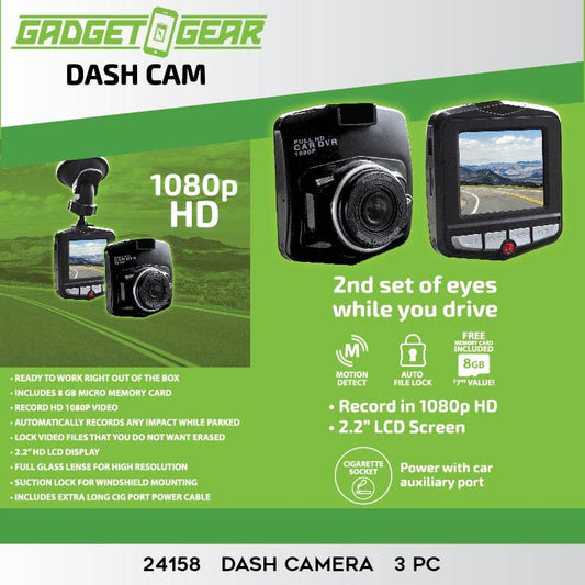 Novelty Closeout - Gadget Gear Dash Cam with SD Card- 3/Pack: Closeout Price