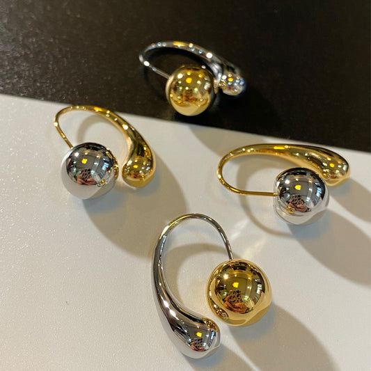 Vintage Water Drop Dual-wear Small Metal Beads Earrings
