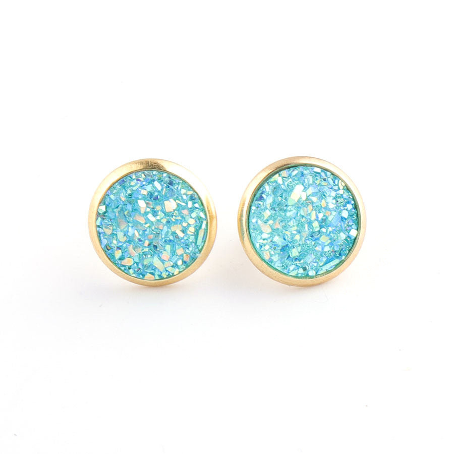 Starry Stainless Steel Water Plated Gold Stud Earrings