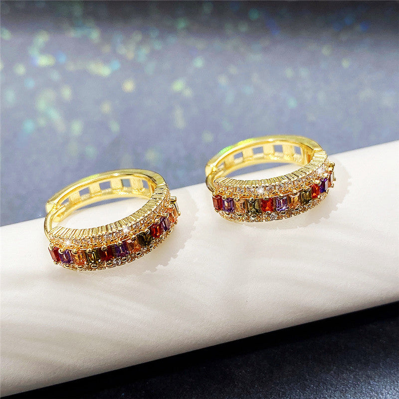 Fashionable Niche Colored Zircon Earrings For Women