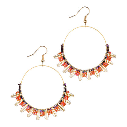 New Bead Earrings Wave Ethnic Style Niche Retro Circle Beaded