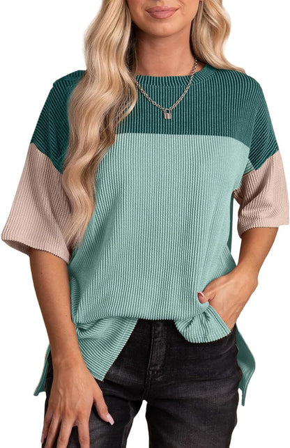 Pleated Round Neck Shirt Fashionable All-match Casual Multicolor Top