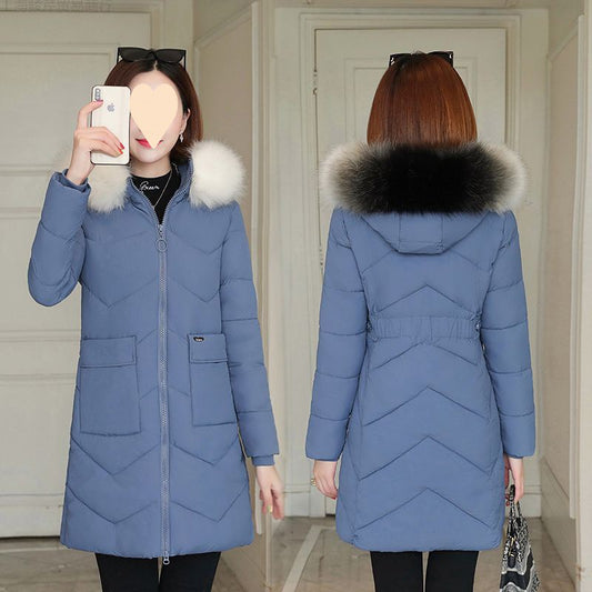 Windproof And Warm Large Fur Collar Thickened Versatile Cotton Jacket For Women