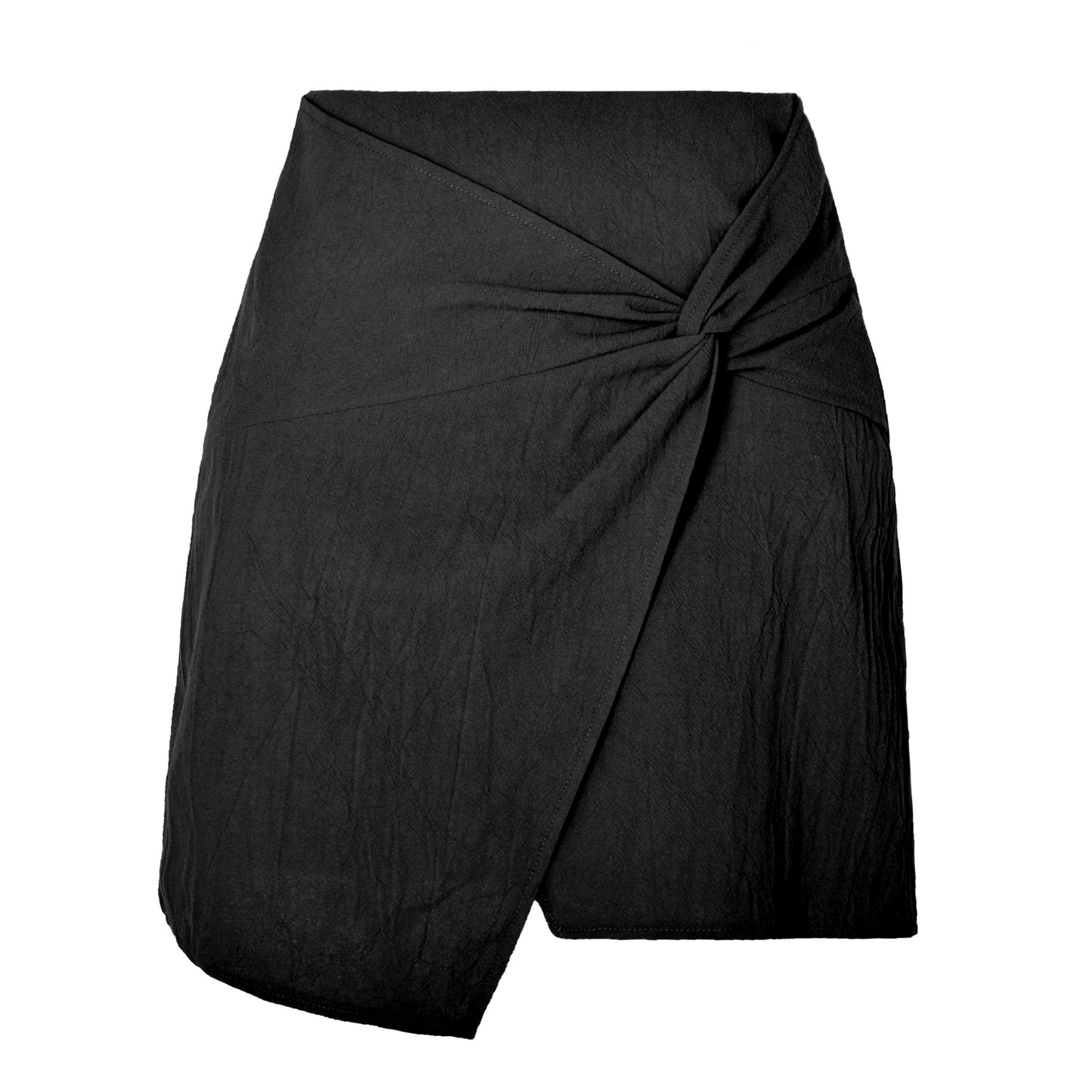 Women's High Waist Cotton And Linen Twisted Skirt