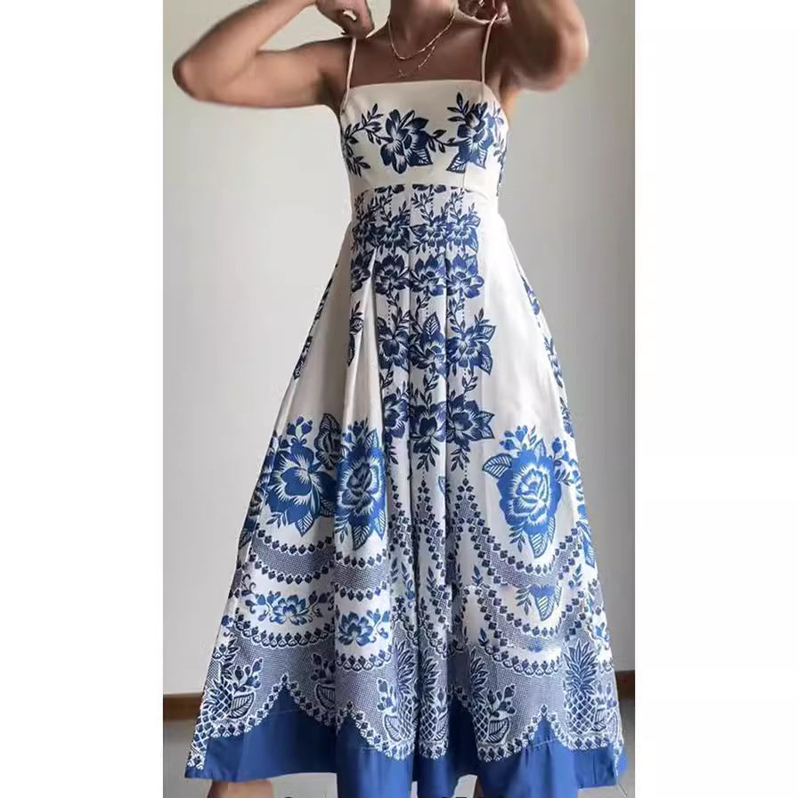 Women's Sling Symmetrical Printing Dress