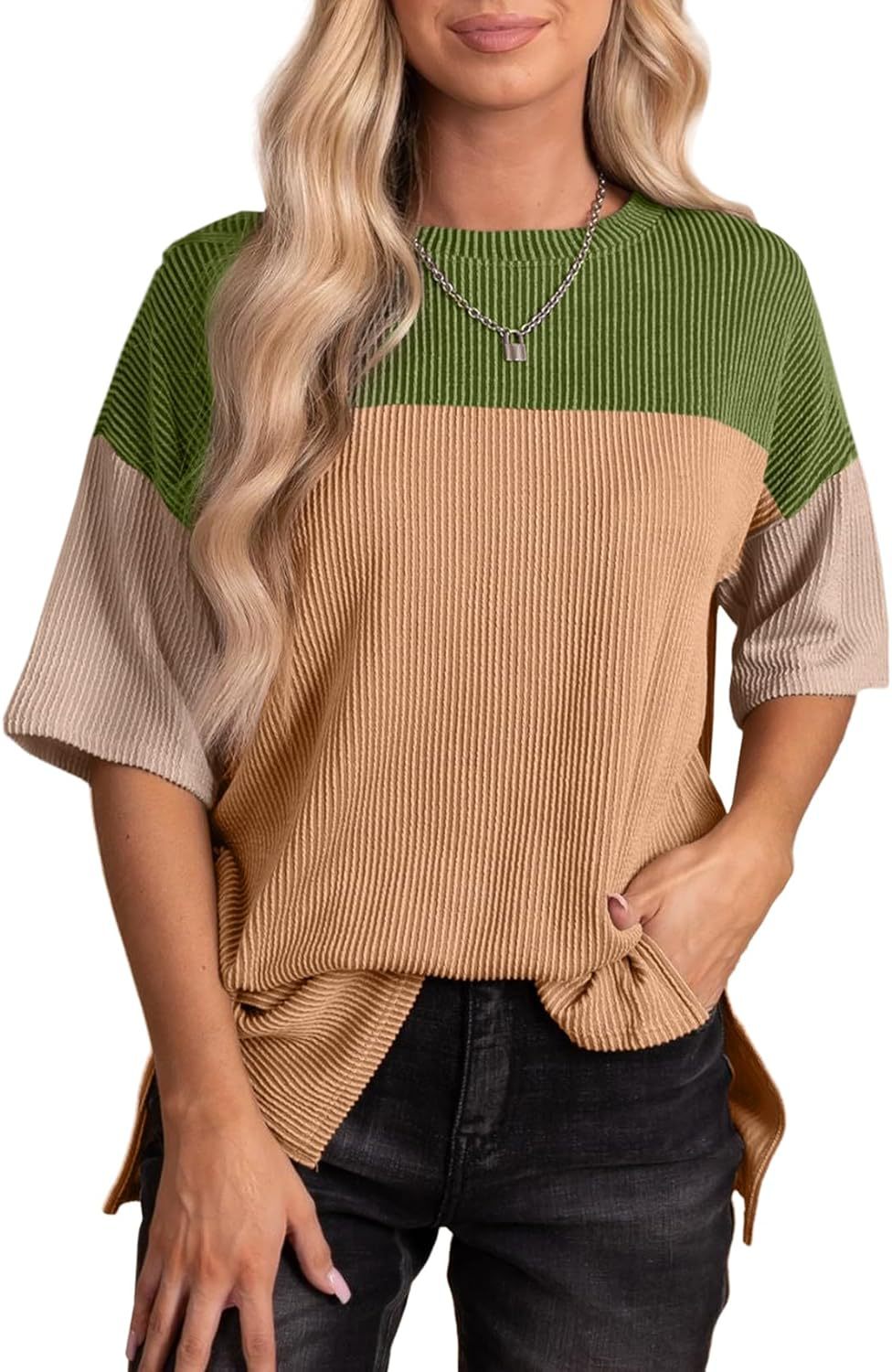 Pleated Round Neck Shirt Fashionable All-match Casual Multicolor Top