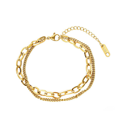 Thick Chain Double-layer Bracelet For Women