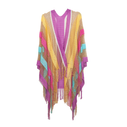 Women's Cloak Travel Ethnic Rainbow Stripes