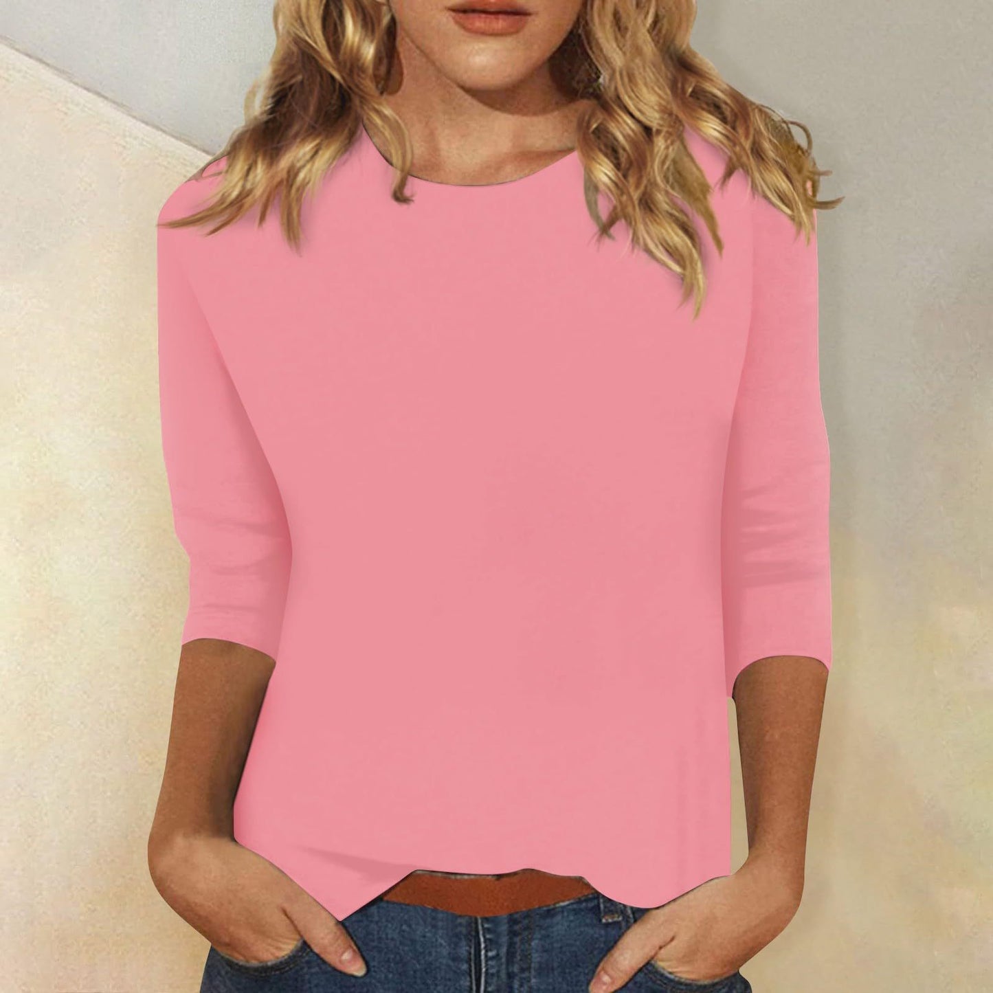 Women's Top Round Neck 34 Sleeves