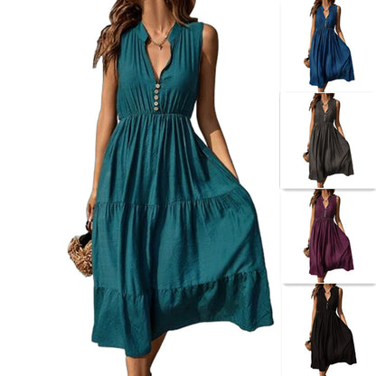 Women's SpringSummer Waist-slimming Long Dress