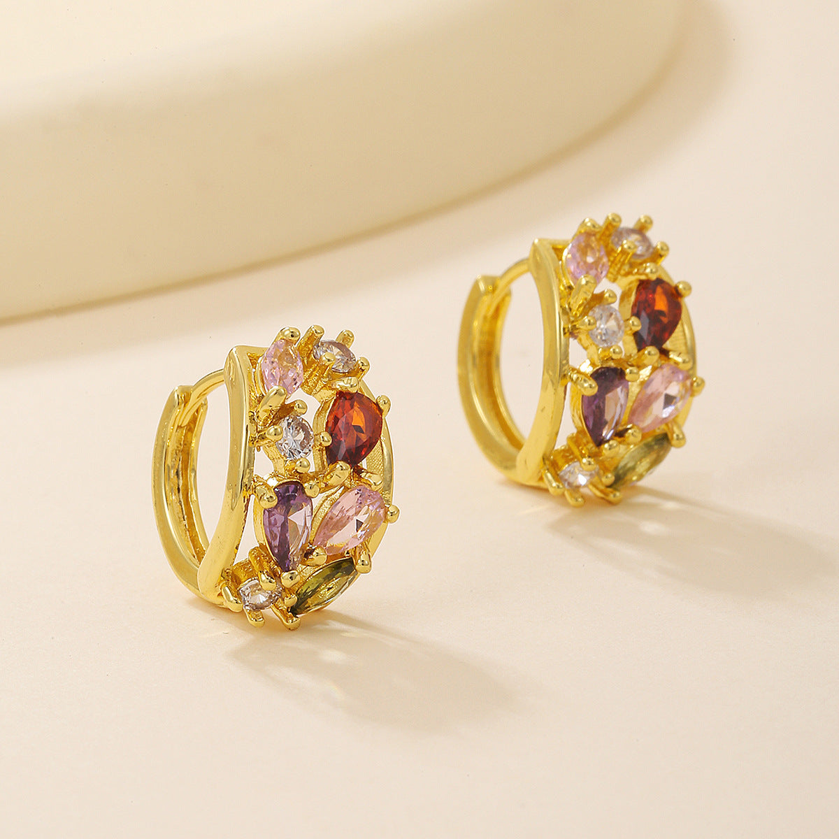 Women's Fashion Color Zircon Earrings