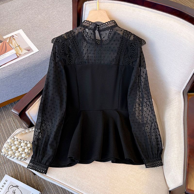 Chiffon Shirt Trendy Sense Of Design Slimming Lace Top