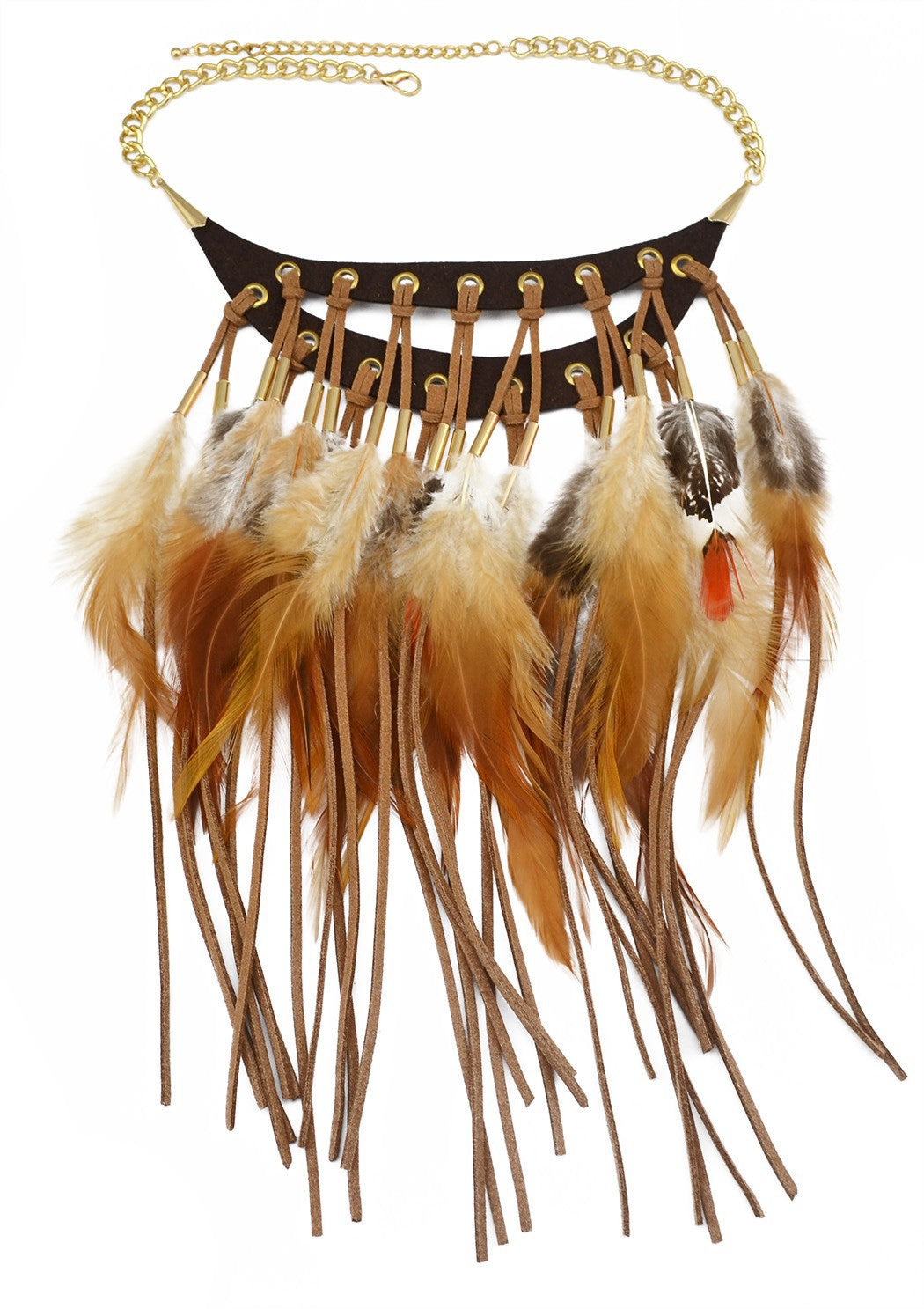 European And American Feather Tassel Ethnic Necklace