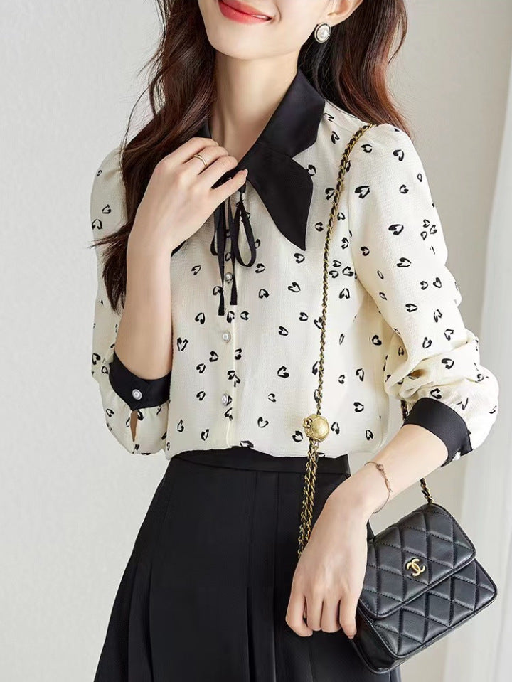 French Style Elegant Retro Heart Floral Shirt