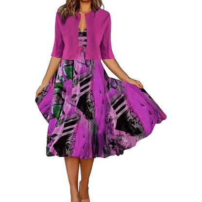 Cardigan Elegant Dress Printed Dress Women's Clothing