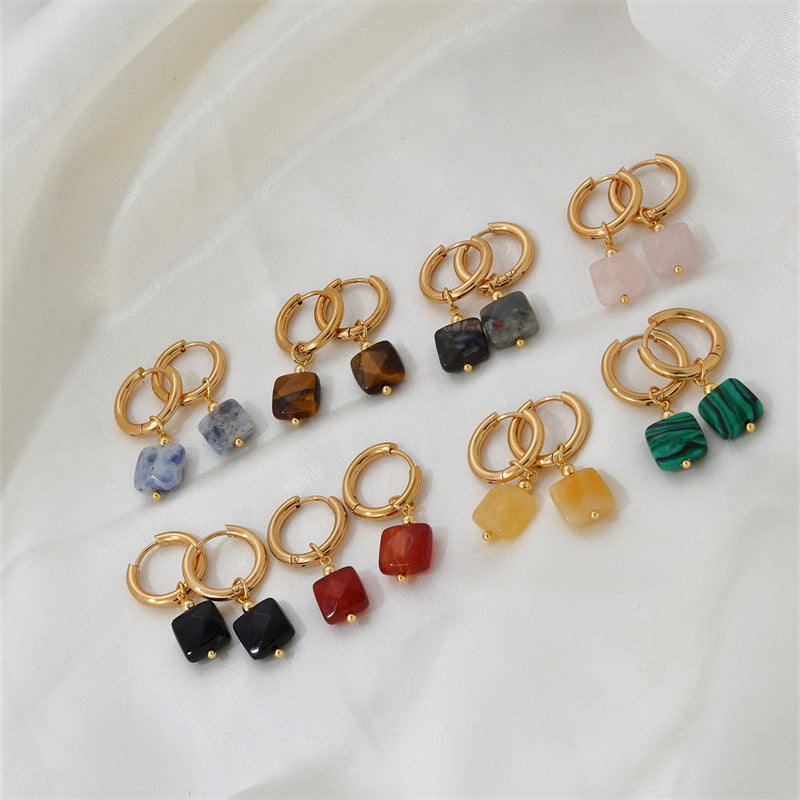 INS Style Fashion Square Earrings Gold Plated Ear Clip