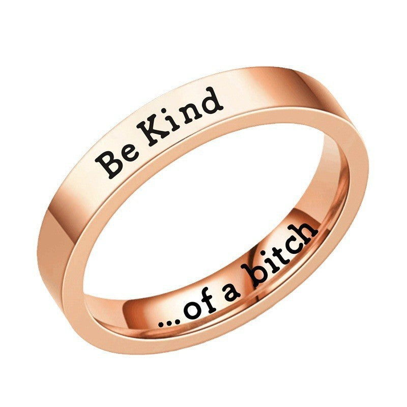 European And American New BeKind Ring Titanium Steel Couple Ornament