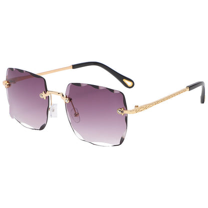 Frameless Trimming Square Sunglasses For Women