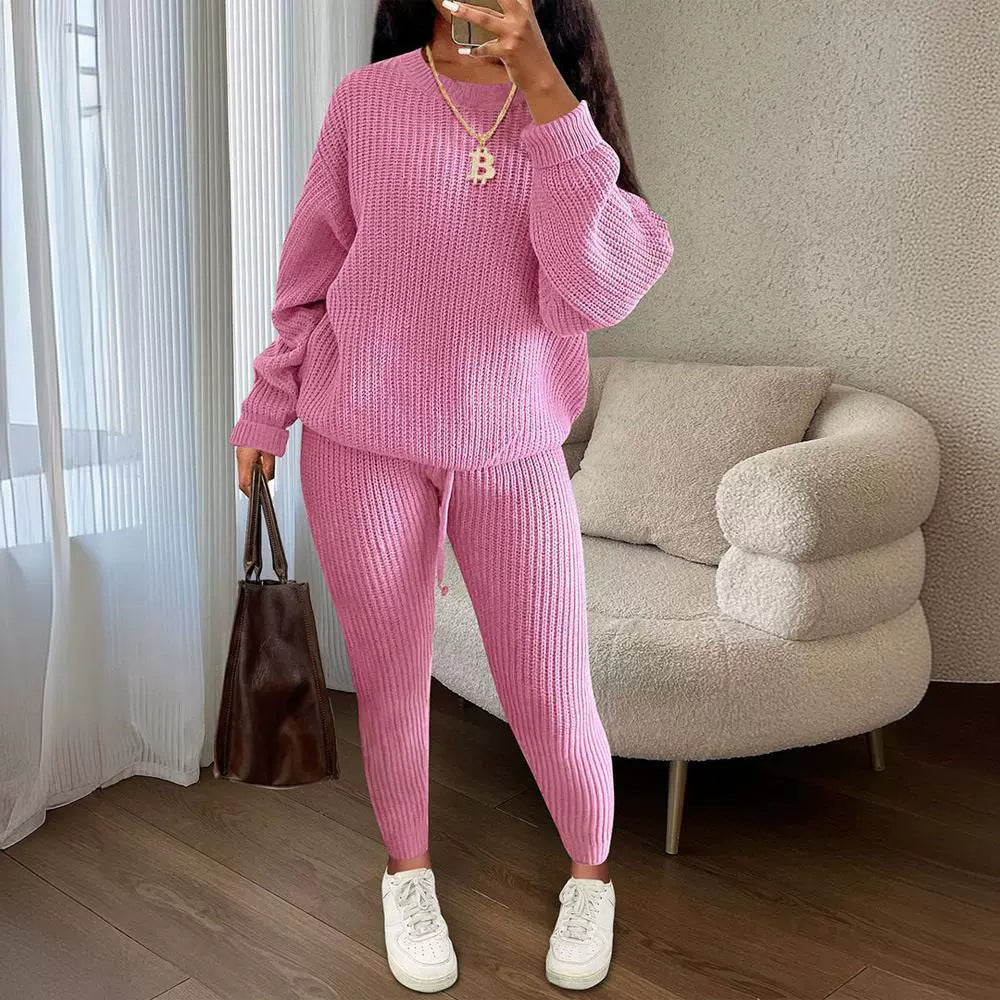 Women's Fashionable Knitted Wool Trousers Suit