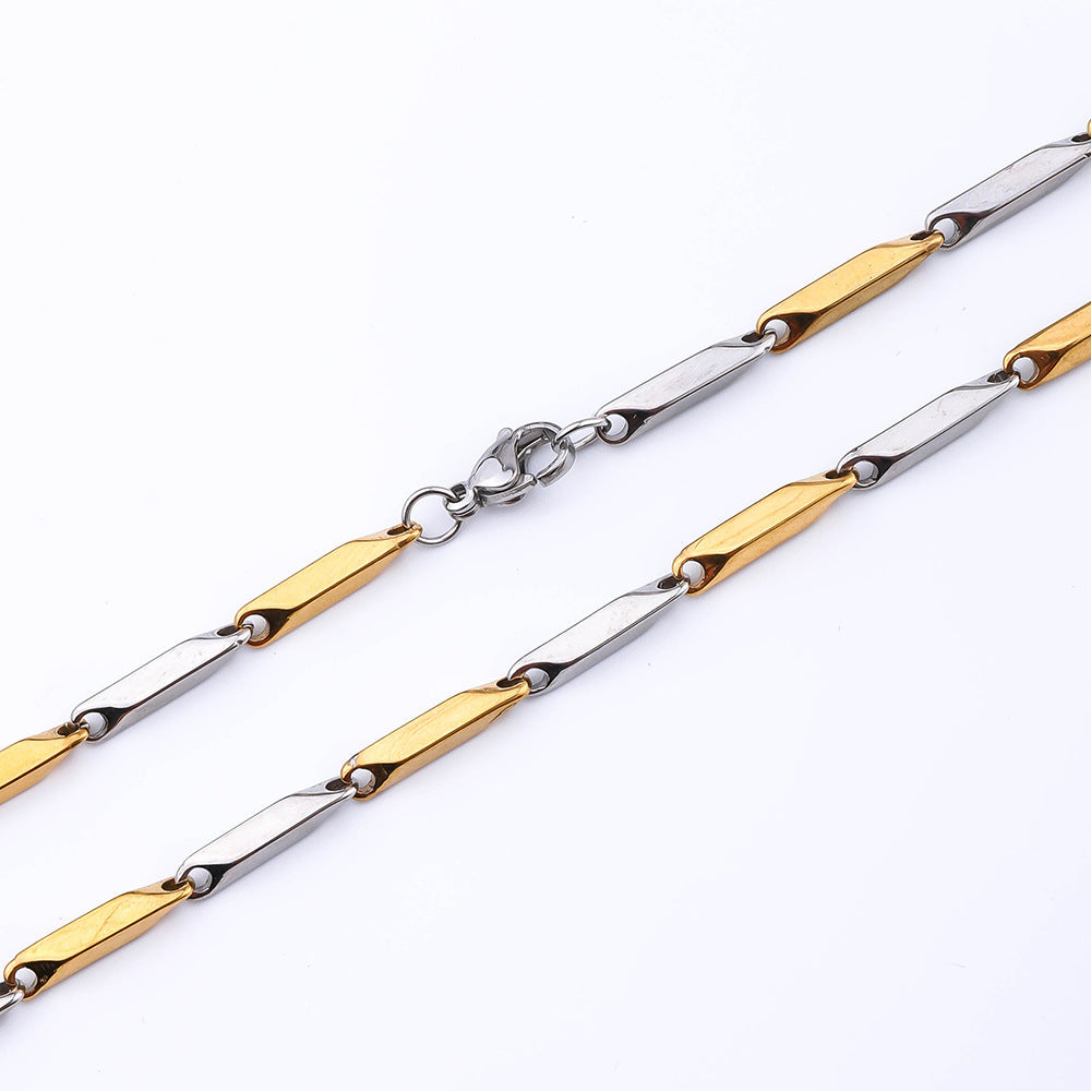 Titanium Steel Men's Melon Seeds Chain Handmade Diamond Women's