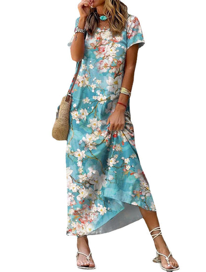 Women's Fashion Casual Round Neck Printed Dress